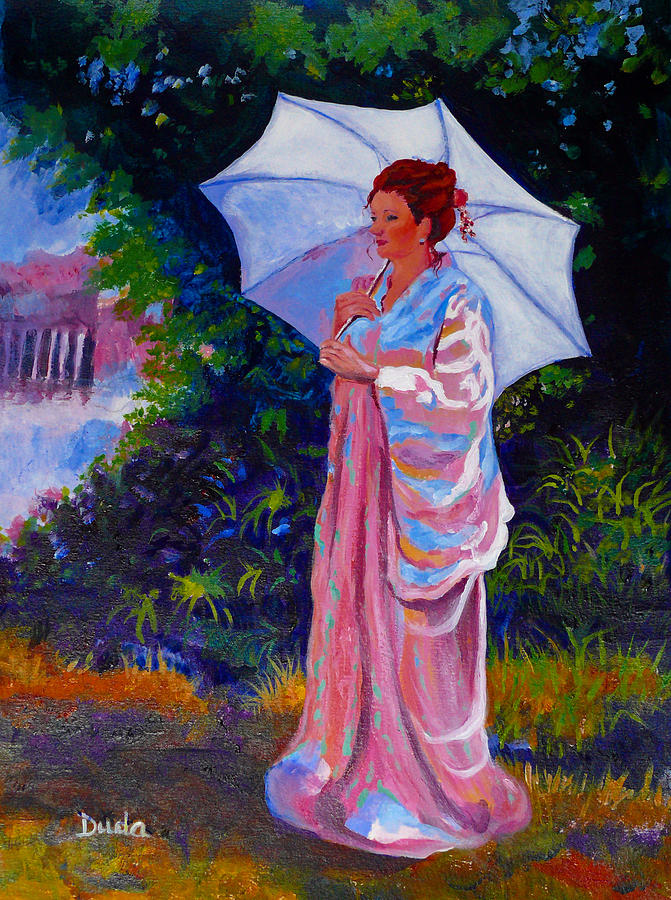 A Moment to Reflect in the Garden Painting by Susan Duda