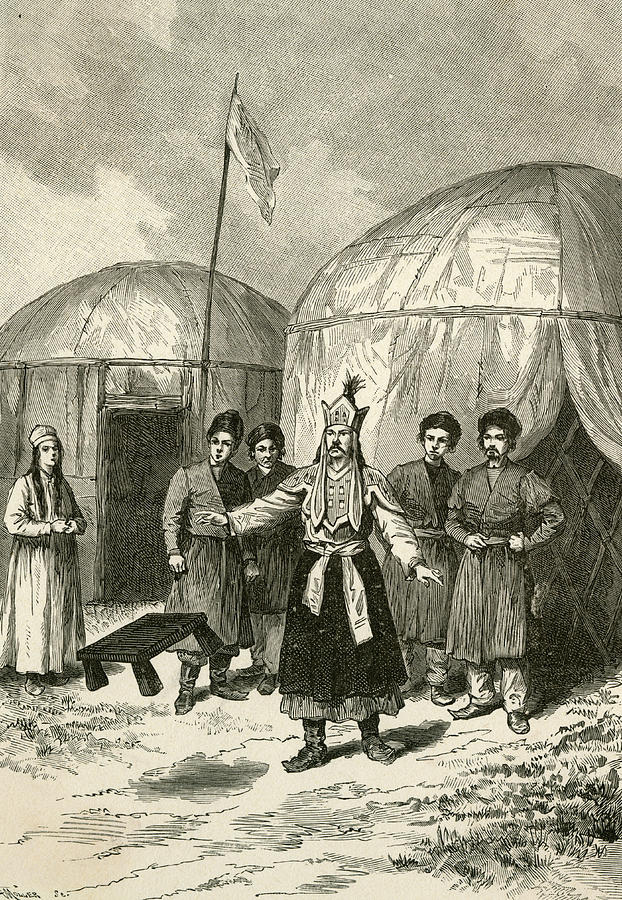 A Mongol Shaman Causes A Stool Drawing by Mary Evans Picture Library ...