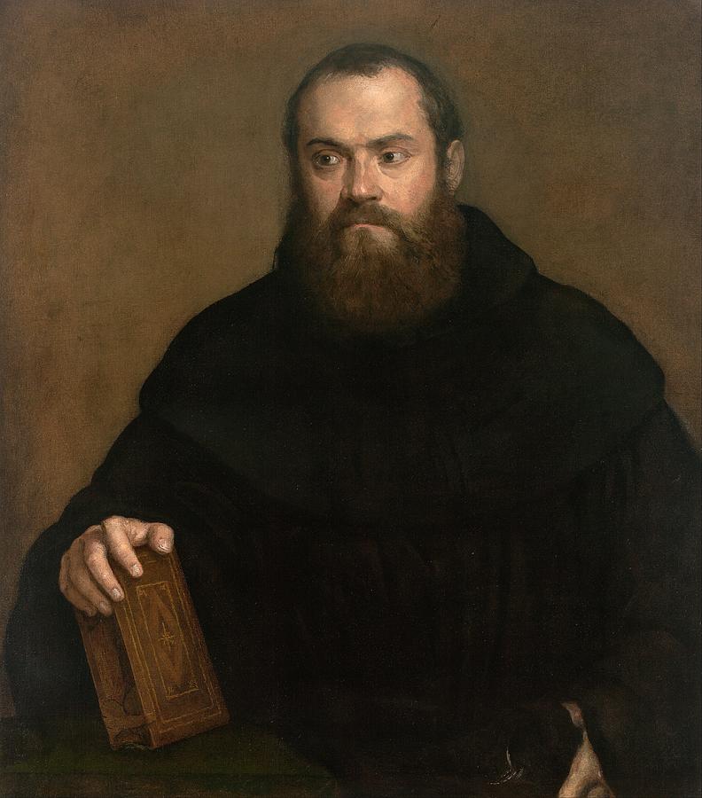 Portrait Painting - A monk with a book by Titian