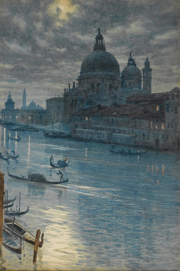 A Moonlight Scene. Venice Painting by Edward John Poynter