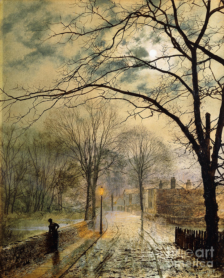 A Moonlit Stroll Bonchurch Isle of Wight Painting by John Atkinson Grimshaw