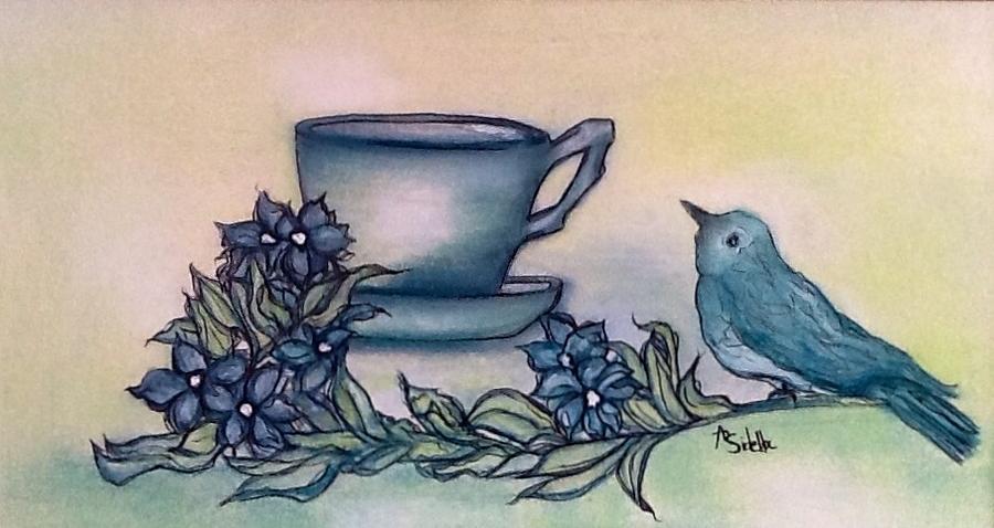 Bird Painting - A Morning Visit by Annamarie Sidella-Felts