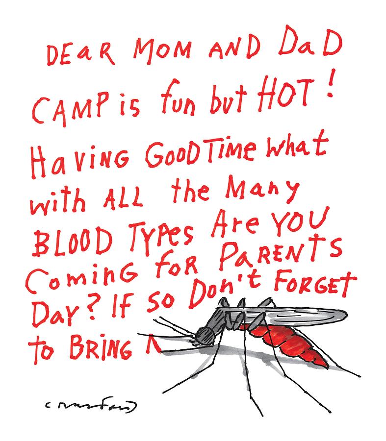 A Mosquito Writes In Blood A Letter Home Drawing by Michael Crawford