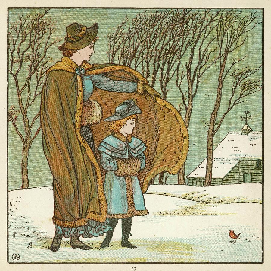 A Mother And Her Child, Walking Drawing by Mary Evans Picture Library ...