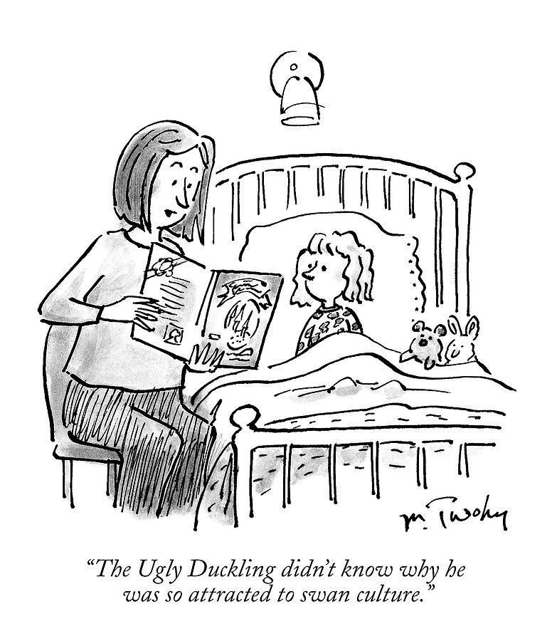 A Mother Reads A Bedtime Story To Her Daughter Drawing by Mike Twohy
