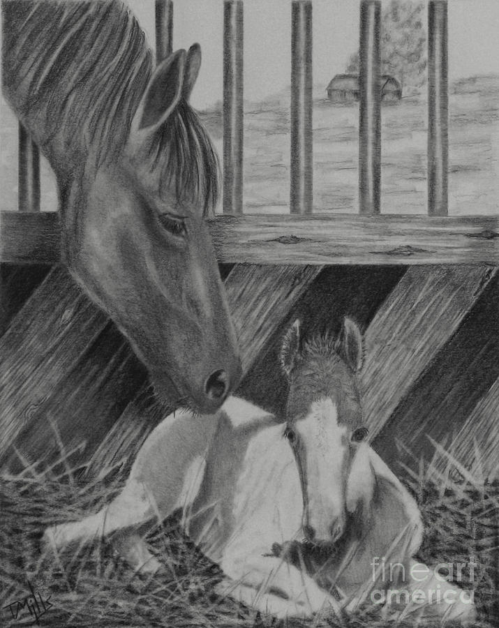 A Mothers Touch Drawing by Terri Mills