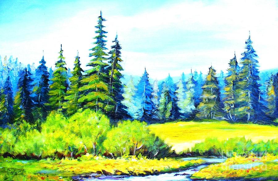 A Mountain Meadow Painting by Hazel Holland