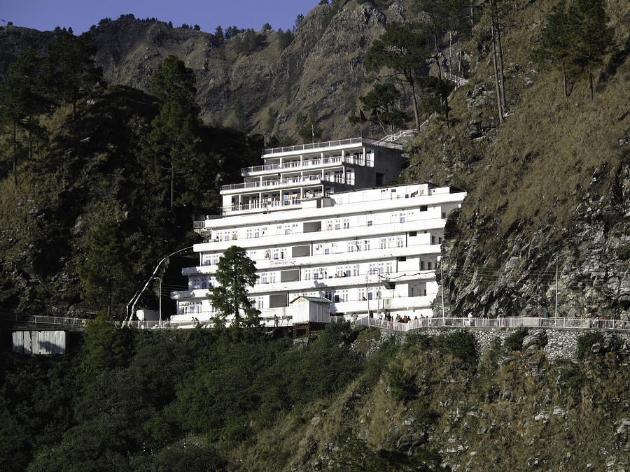A multi level white building on the way to Vaishno Devi in India Photograph by Ashish Agarwal