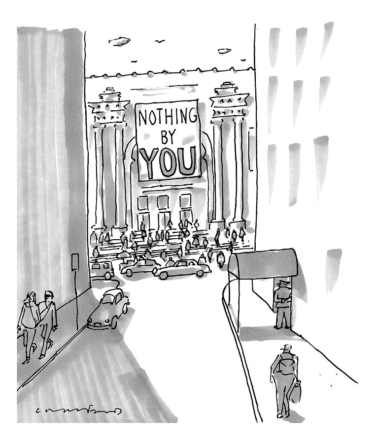 A Museum With A Sign. Captionless Drawing by Michael Crawford