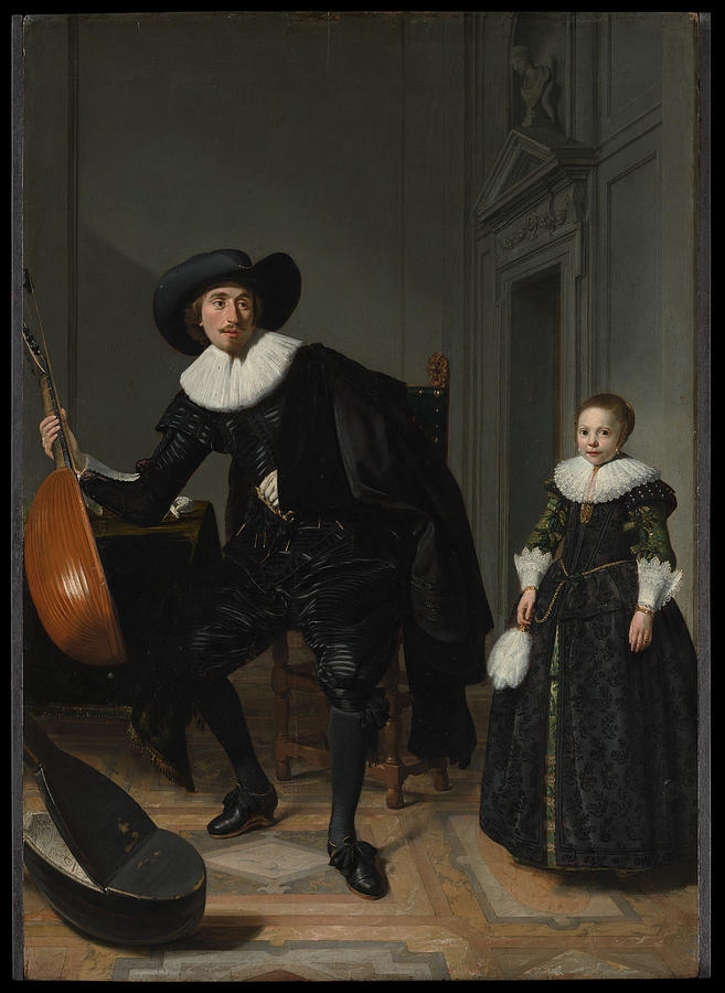 Thomas De Keyser Painting - A Musician And His Daughter by Thomas de Keyser