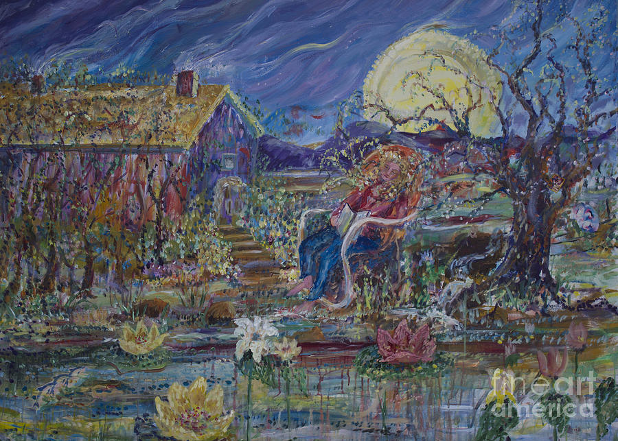 Impressionistic Painting - A Nap by the Lily Pond by Avonelle Kelsey Impressionistic Painting - A Nap by the Lily Pond by Avonelle Kelsey