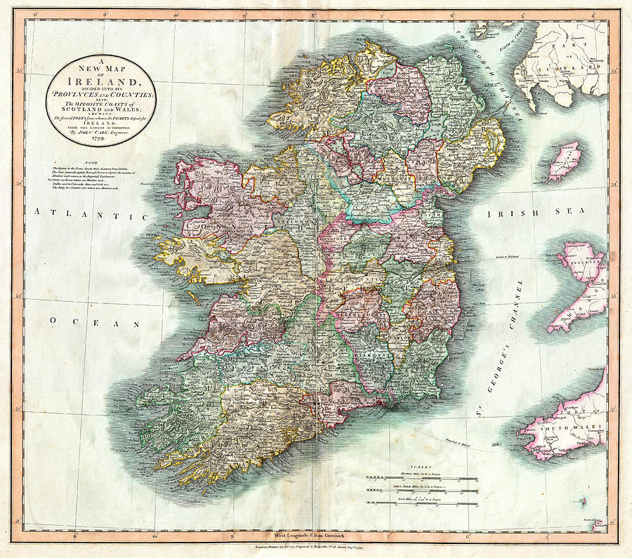 A New Map of Ireland 1799 Photograph by Bill Cannon
