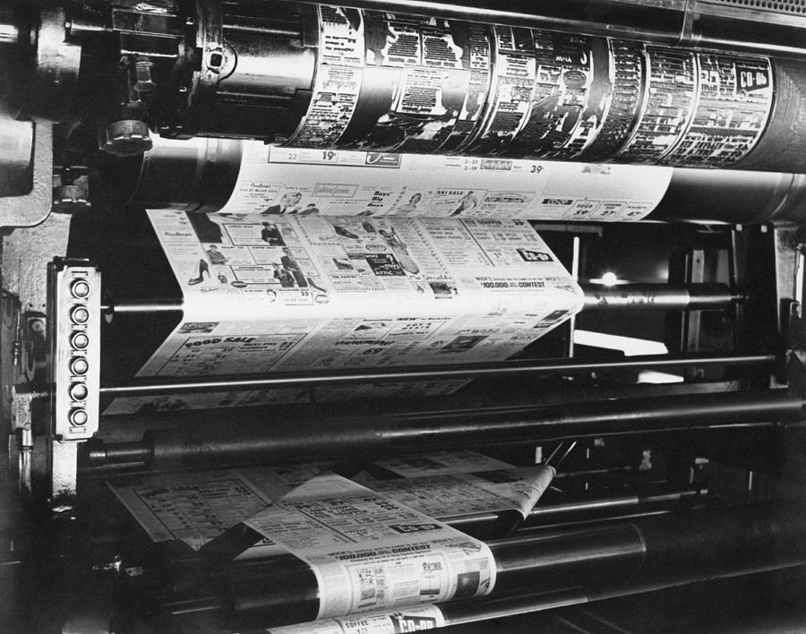 A Newspaper Being Printed Photograph by Underwood Archives