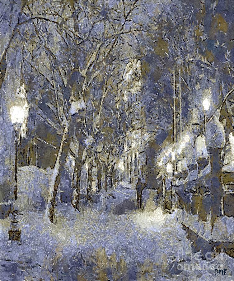 A Night Full Of Snow Painting by Dragica  Micki Fortuna