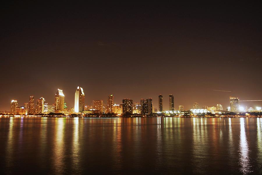 A Night View of San Diego California Skyline From Coronado Island Photograph by Willie Harper