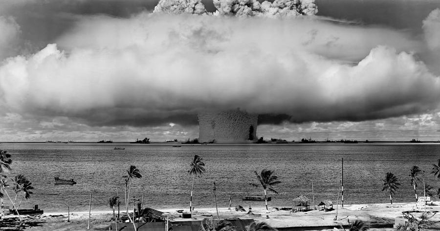 A nuclear weapon test by the American military at Bikini Atoll, Micronesia. Photograph by John Parrot/Stocktrek Images