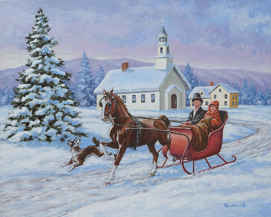 Winter Painting - A One Horse Open Sleigh by Richard De Wolfe