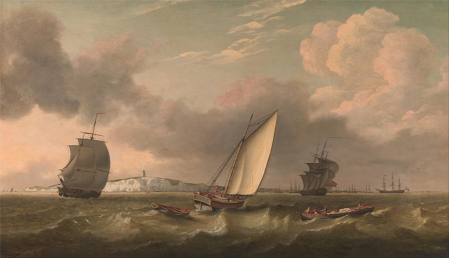 Thomas Painting - A Packet Boat Under Sail in a Breeze off the South Foreland by Thomas Luny