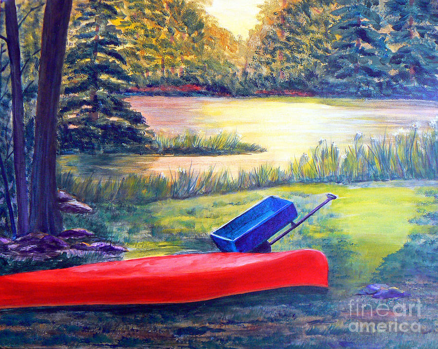 Landscape Painting - A Paddle Kinda Day by June Haynes