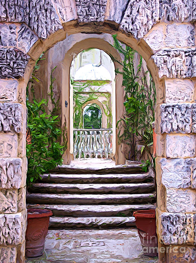 A Painting Villa Vizcaya Garden Arches Photograph