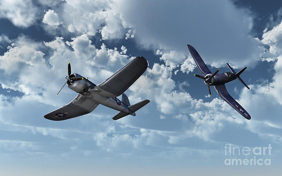 A Pair Of American Vought F4u Corsair Digital Art by Mark Stevenson