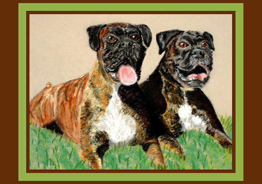 Grass Mixed Media - A Pair of Boxers by Raela K