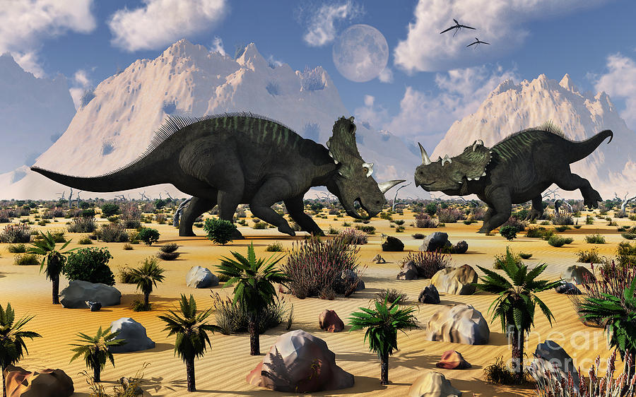 Nature Digital Art - A Pair Of Centrosaurus Dinosaurs by Mark Stevenson