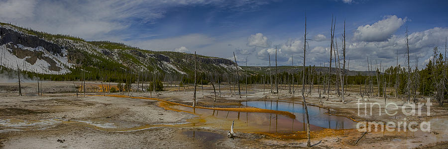 A Panoramic View of  A Yellowstone Geyser Basin Photograph by Steve Triplett