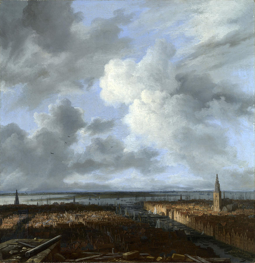 A Panoramic View of Amsterdam looking towards the IJ Painting by Jacob Isaacksz van Ruisdael