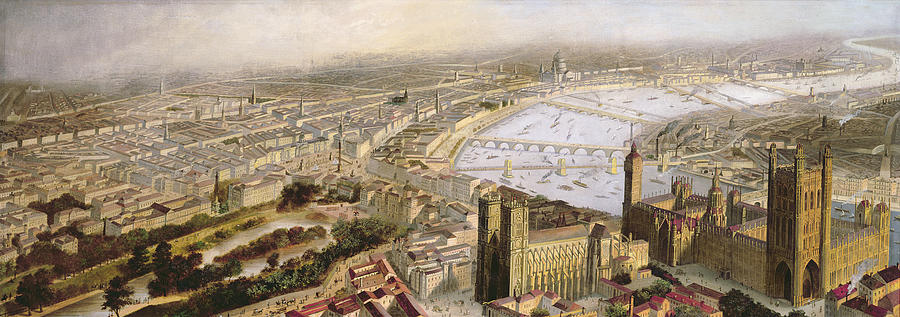 Westminster Abbey Painting - A Panoramic View Of London by English School