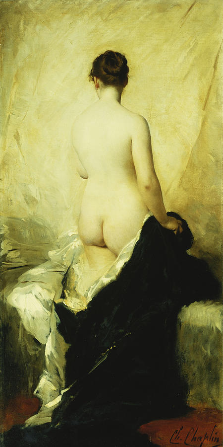 Nude Painting - A Partially Draped Nude by Charles Chaplin