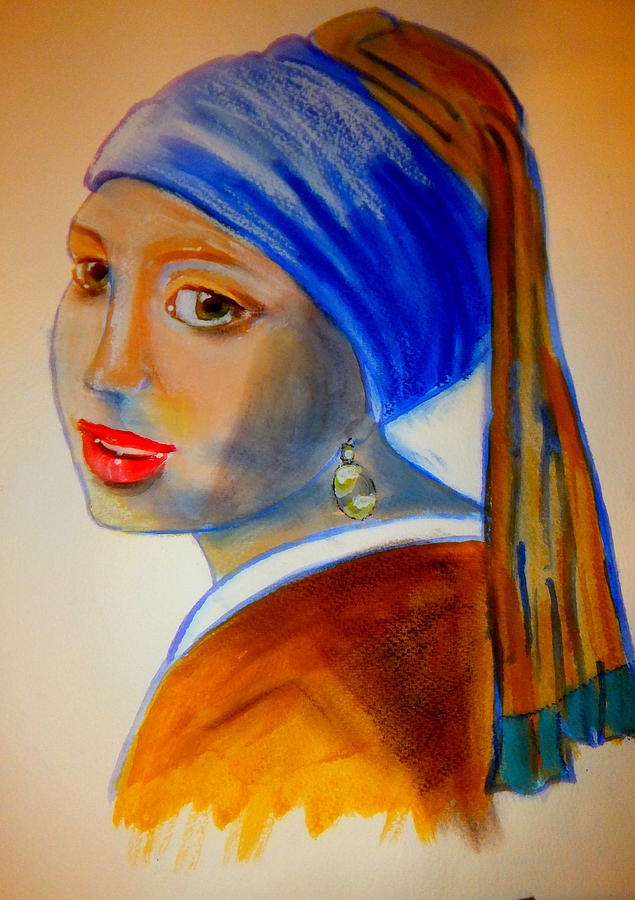 A Pastiche of  Girl with a Pearl Earring Painting by Rusty Gladdish