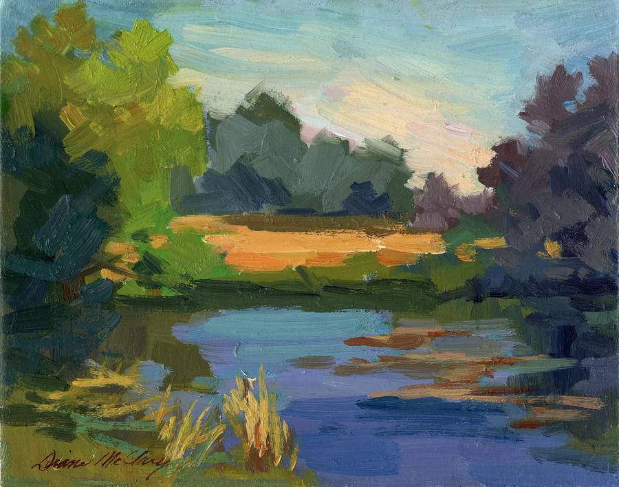 Lake Painting - A Patch of Sun by Diane McClary