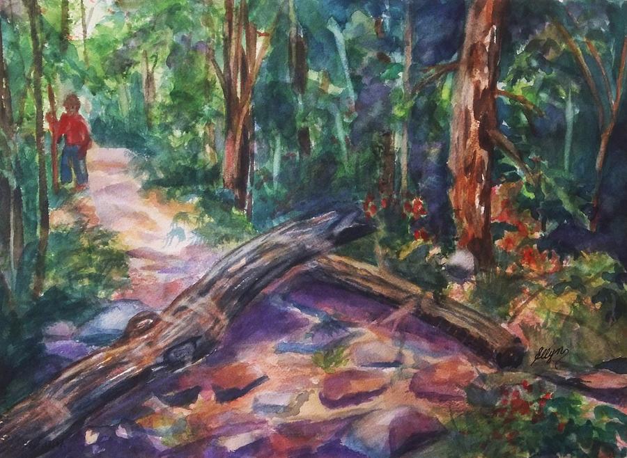 Tree Painting - A Path Through The Woods Palenville NY by Ellen Levinson
