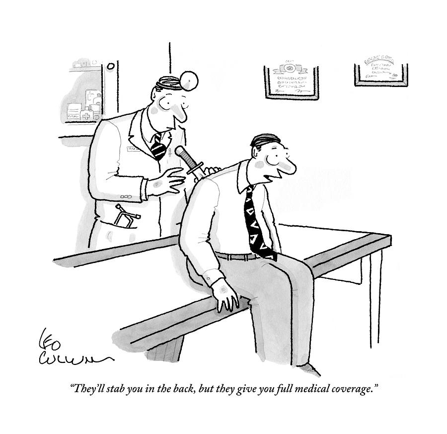 A Patient In Business Clothes On The Doctors Drawing by Leo Cullum A Patient In Business Clothes On The Doctors Drawing by Leo Cullum