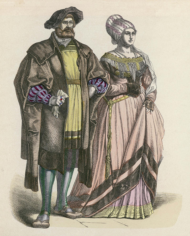 A Patrician Couple Dressed For An Drawing by Mary Evans Picture Library ...