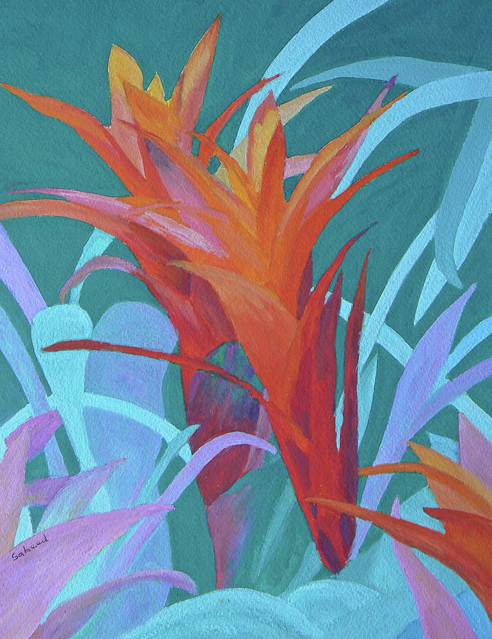 A Pattern of Bromeliads Painting by Margaret Saheed