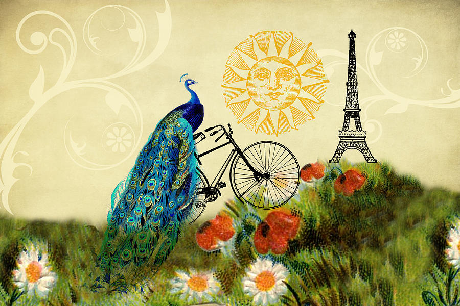 A Peacock in Paris Digital Art by Peggy Collins