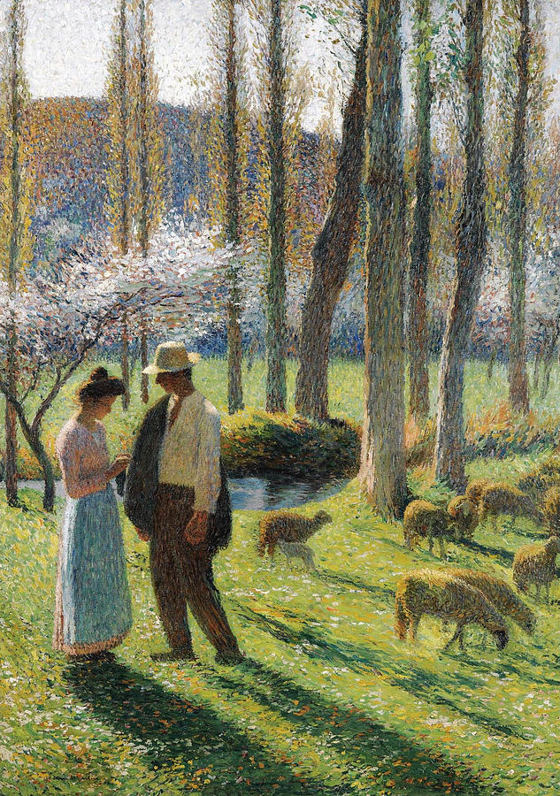 A Peasant and a Girl Painting by Henri Martin