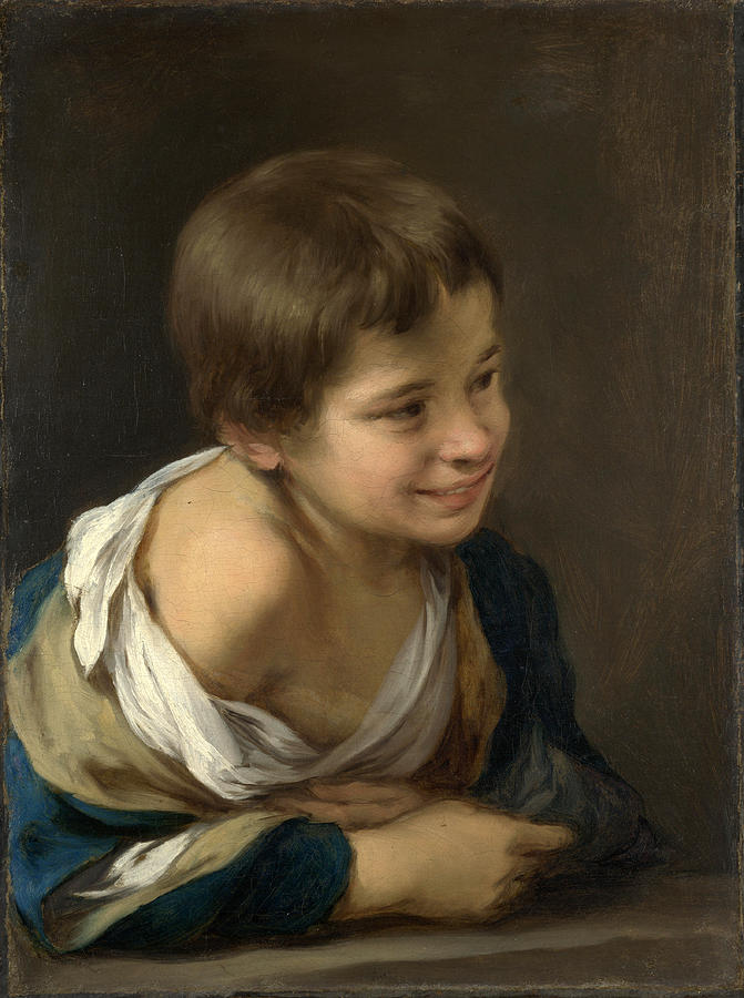 A Peasant Boy leaning on a Sill Painting by Bartolome Esteban Murillo