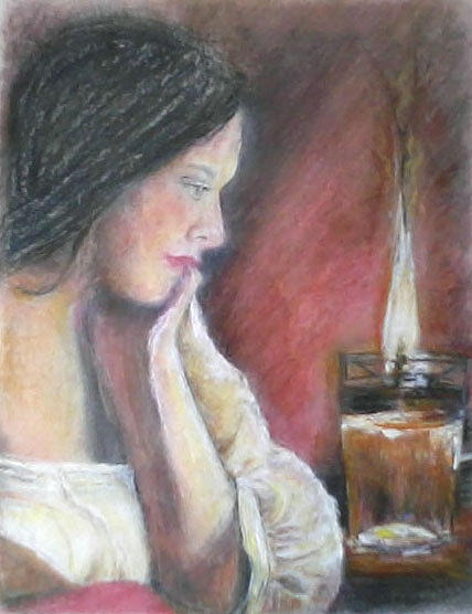 Portrait Painting - Pensive Gaze by Shan Ungar
