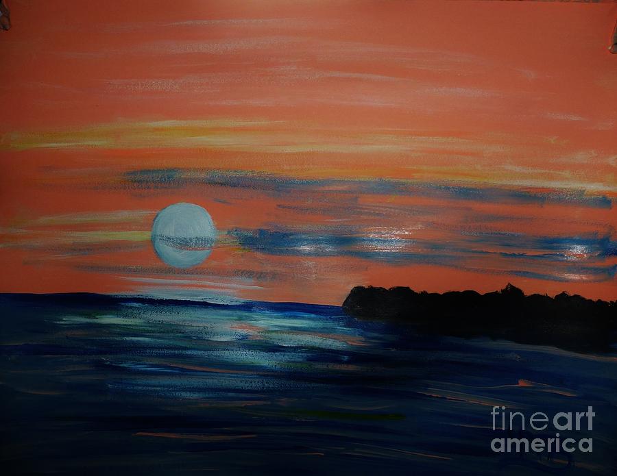 Sunset Painting - A Pink Sunset by Marie Bulger