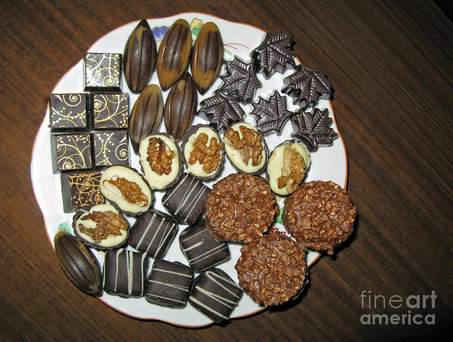 Coffee Photograph - A Plate of Chocolate Sweets by Ausra Huntington nee Paulauskaite