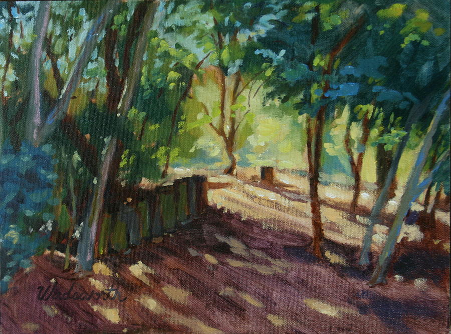 Sun Patches Painting - A Pleasant Walk by Karen Wadsworth
