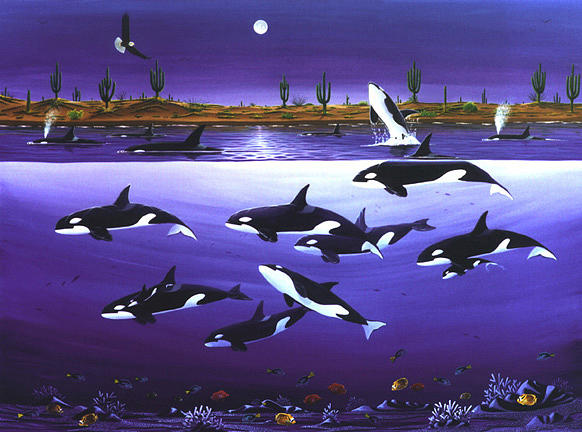 A Pod Of Desert Orcas Painting by Lance Headlee