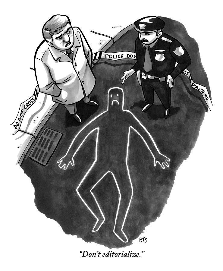 A Police Investigator Lectures A  Officer Drawing by Benjamin Schwartz
