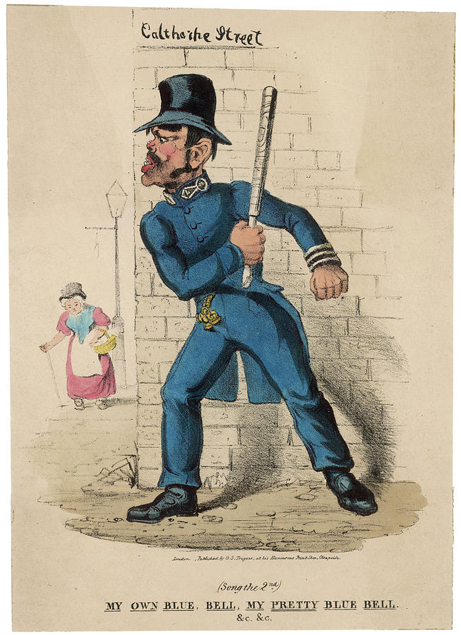 Policeman Drawing - A Policeman Waits Behind A Wall  Ready by Mary Evans Picture Library
