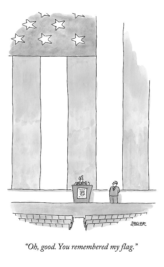 A Politician Behind A Podium Remarks Upon An Drawing by Jack Ziegler