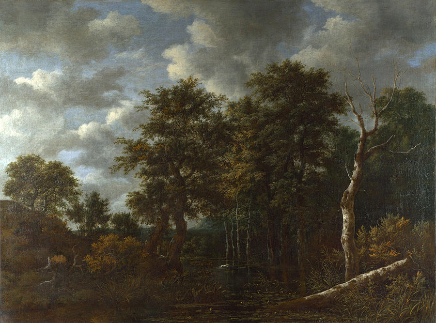 A Pool surrounded by Trees Painting by Jacob Isaacksz van Ruisdael