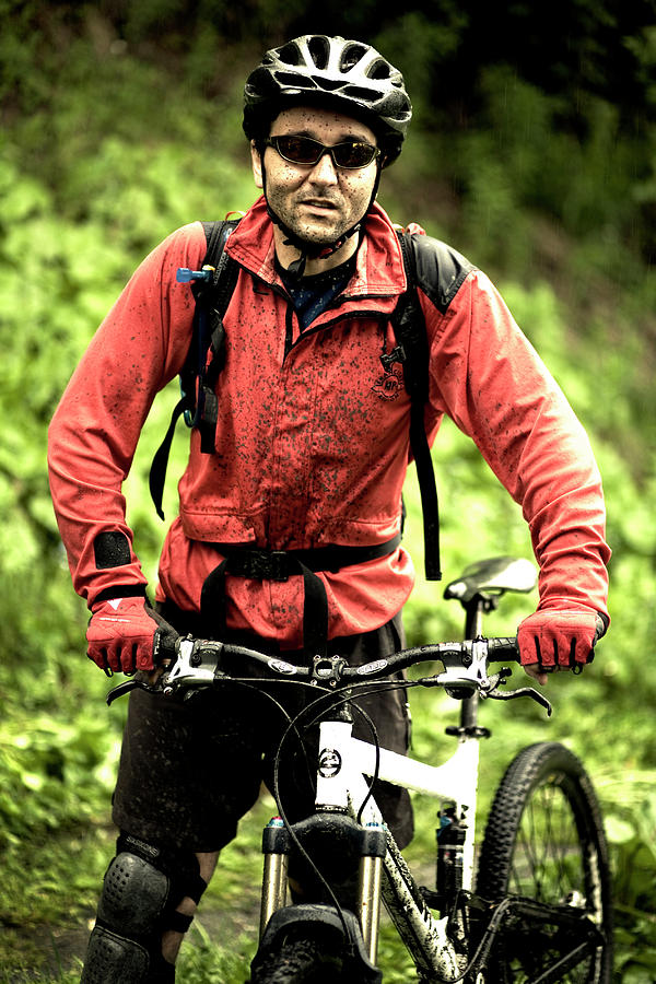 A Portrait  Of A Man Mountain  Biking Photograph by Olivier 